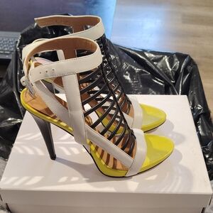 Calvin Klein Yellow and White Strappy Heels